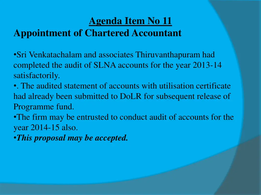 agenda item no 11