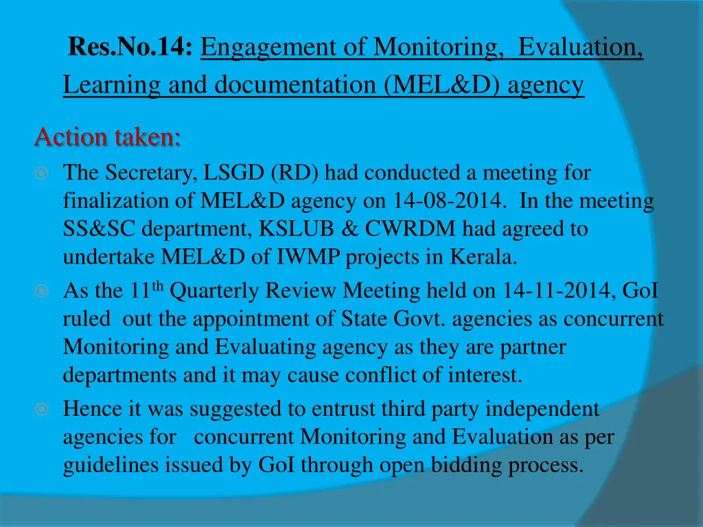 res no 14 engagement of monitoring evaluation