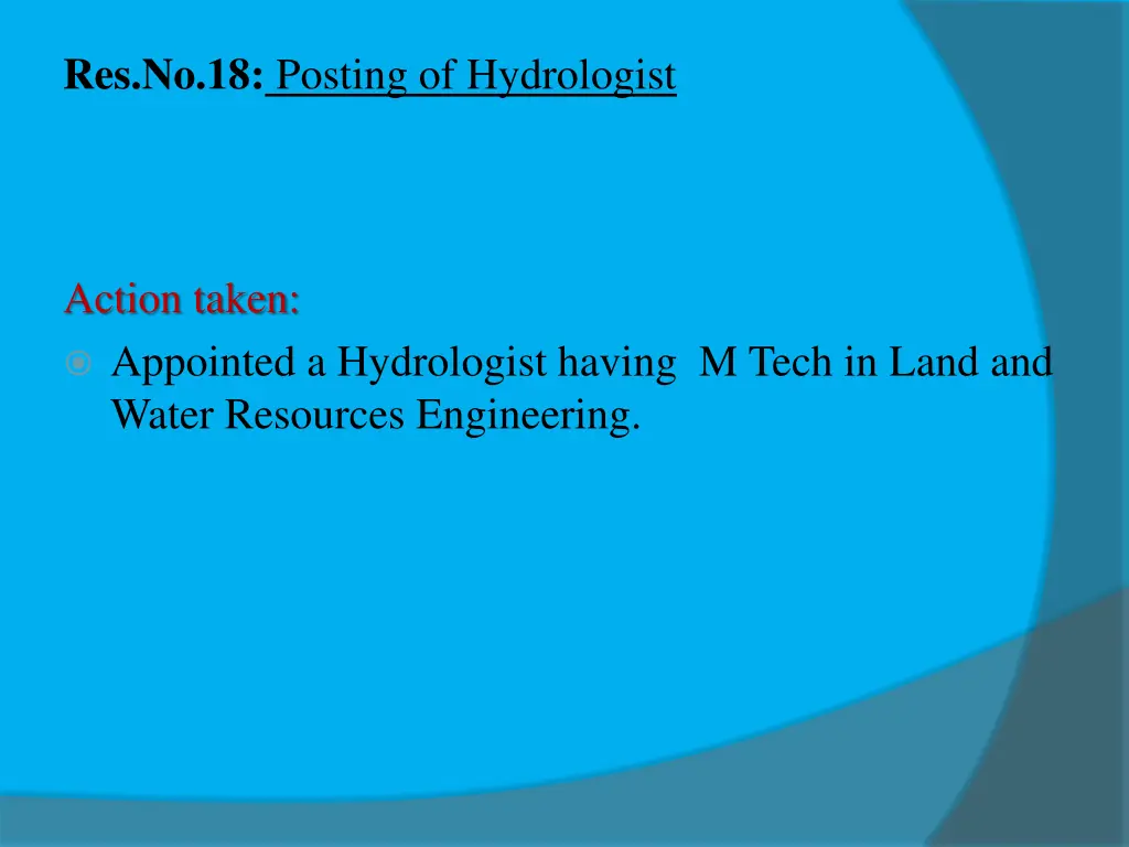 res no 18 posting of hydrologist