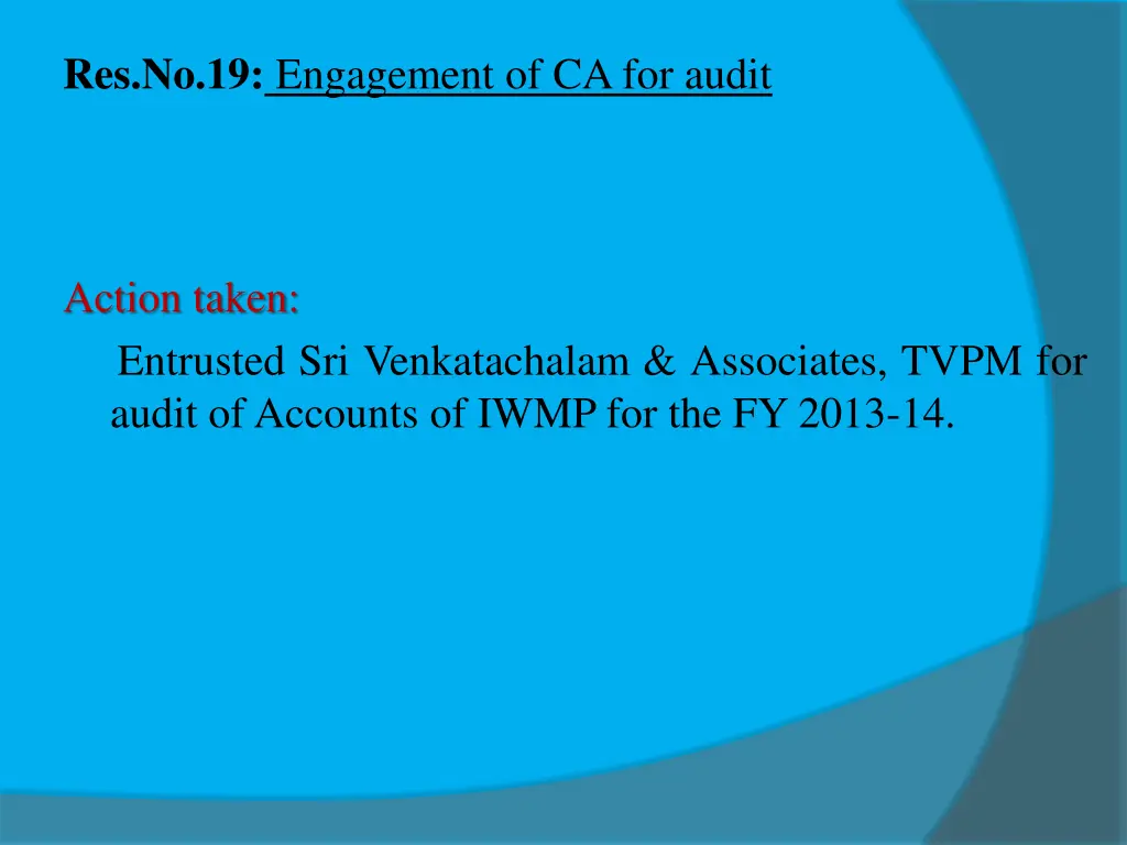 res no 19 engagement of ca for audit