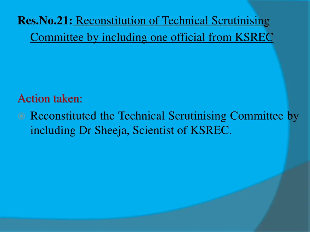 res no 21 reconstitution of technical