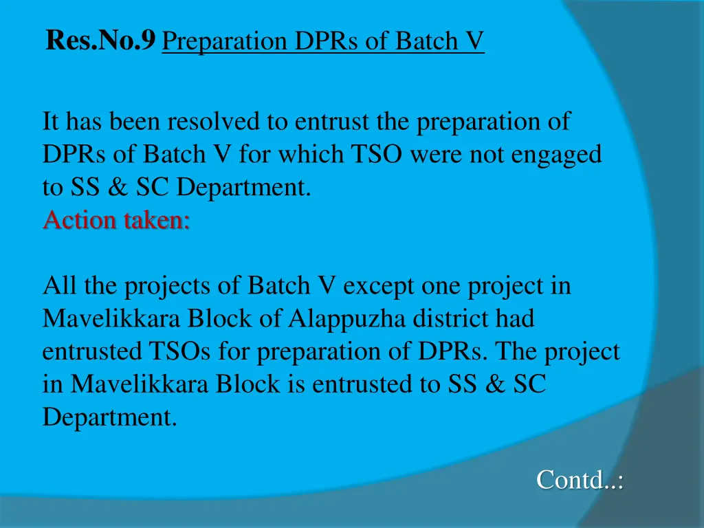 res no 9 preparation dprs of batch v