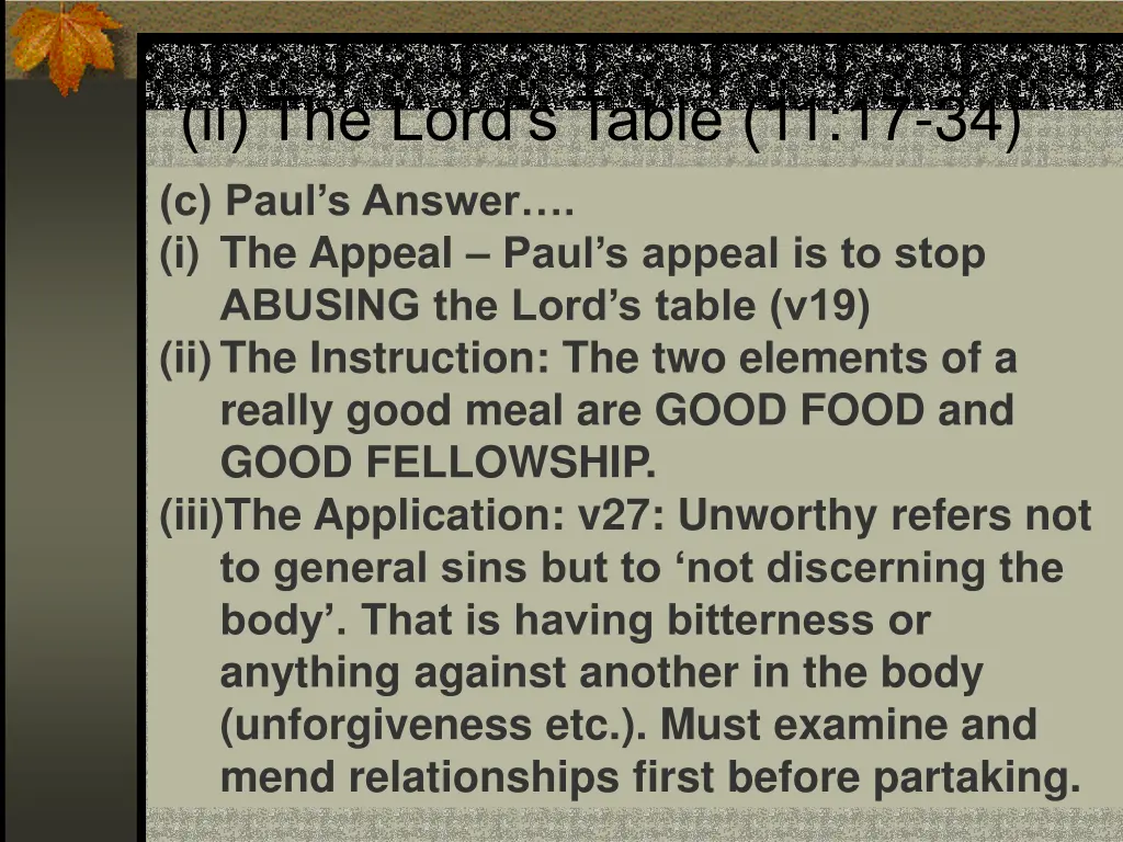 ii the lord s table 11 17 34