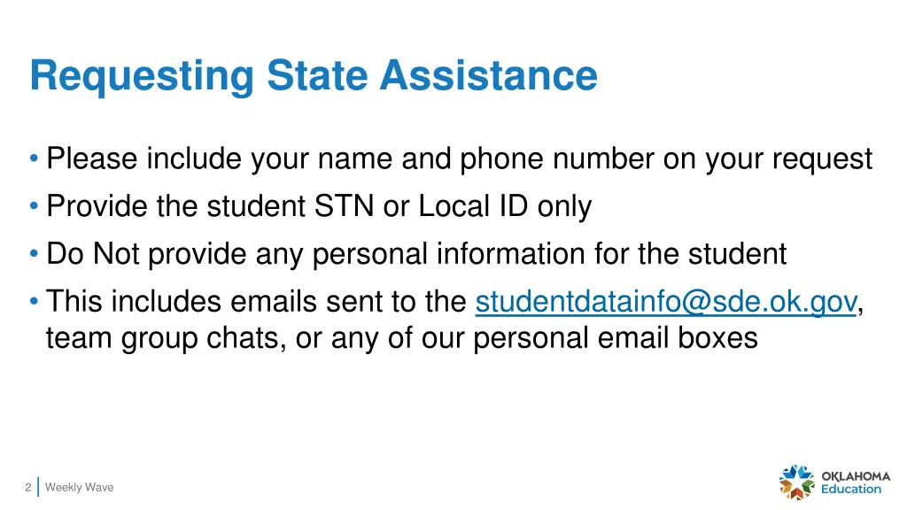 requesting state assistance