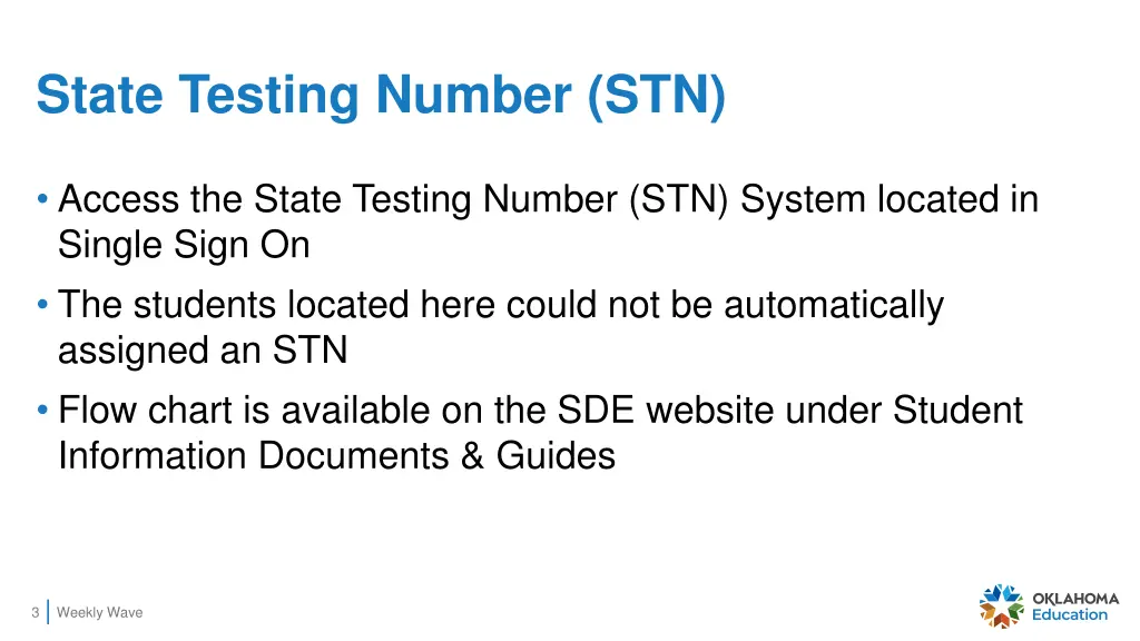 state testing number stn