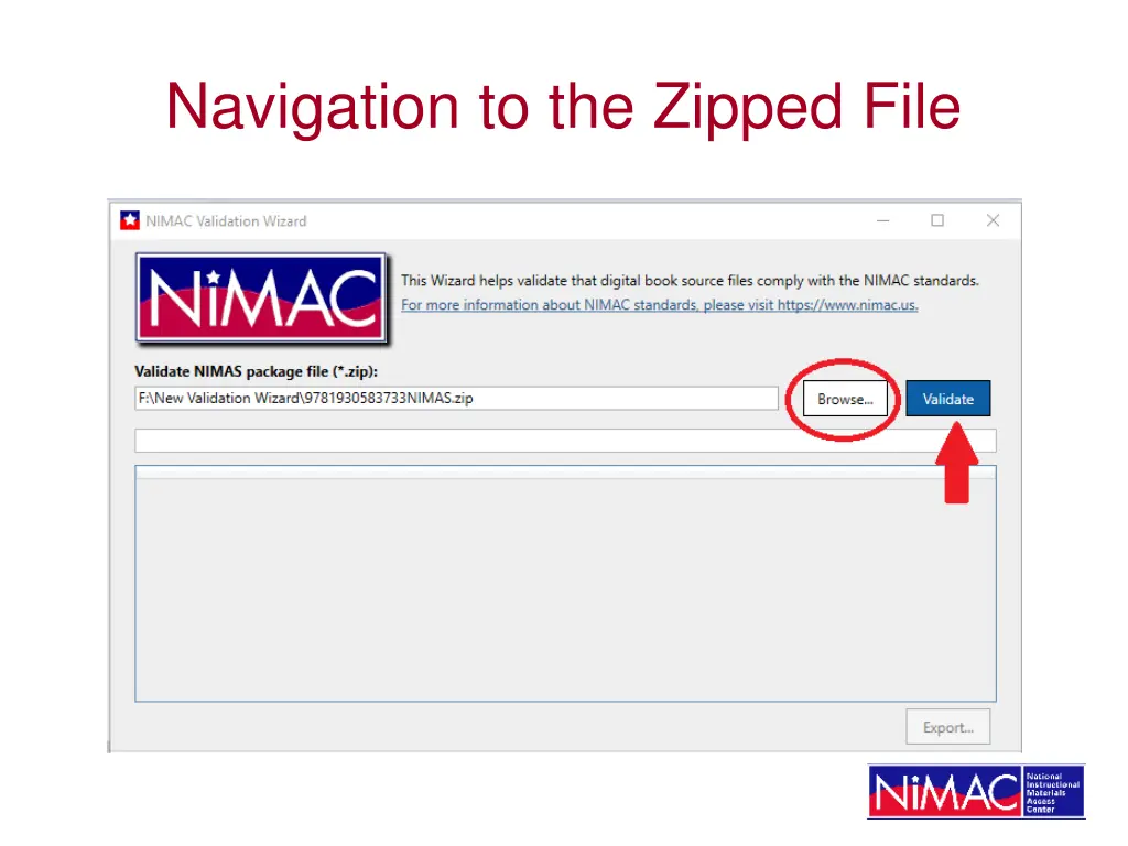 navigation to the zipped file