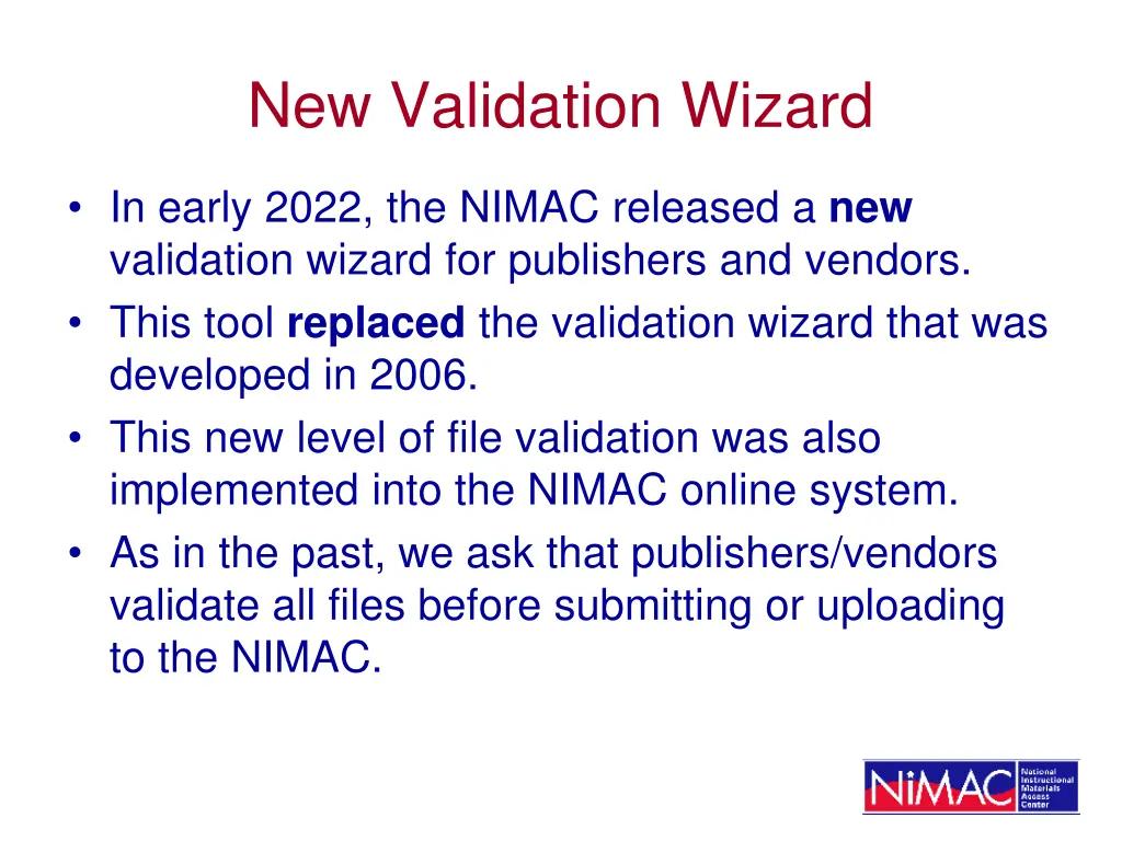 new validation wizard