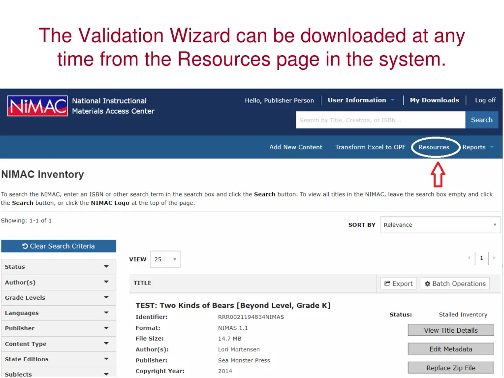 the validation wizard can be downloaded