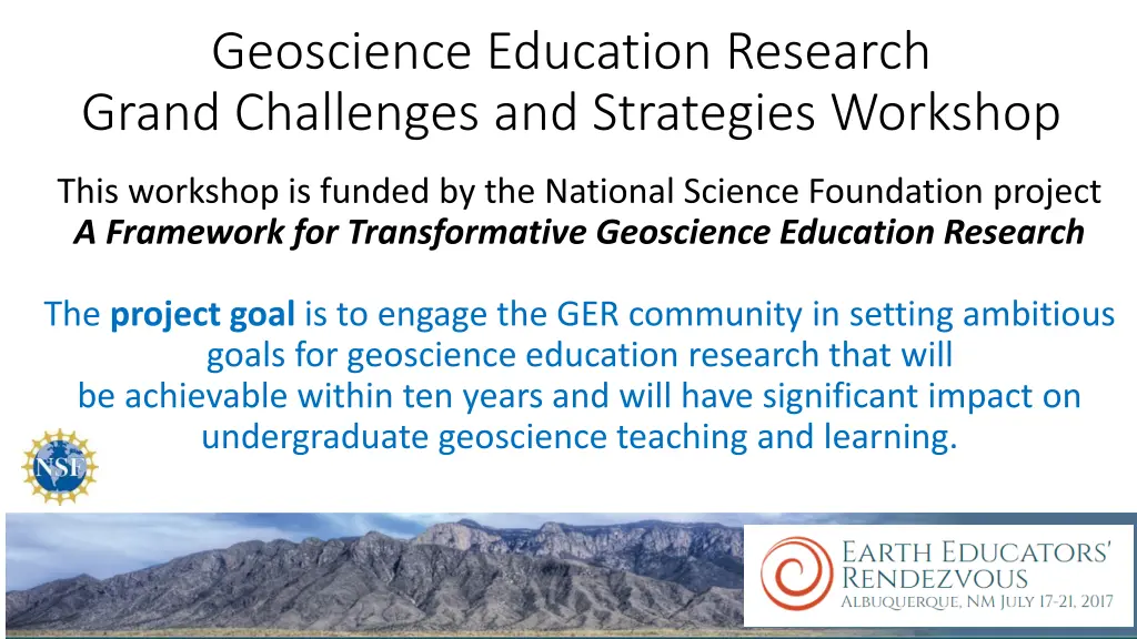 geoscience education research grand challenges