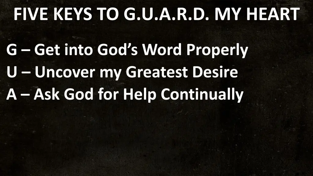 five keys to g u a r d my heart 2