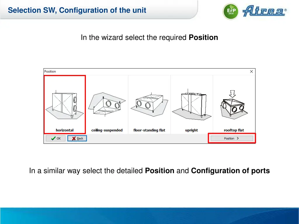 selection sw configuration of the unit 1