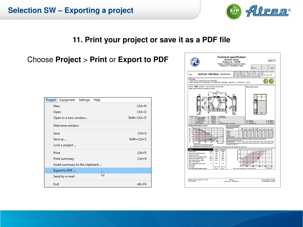 selection sw exporting a project