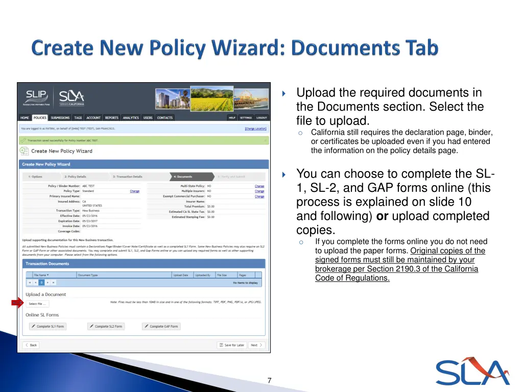 upload the required documents in the documents