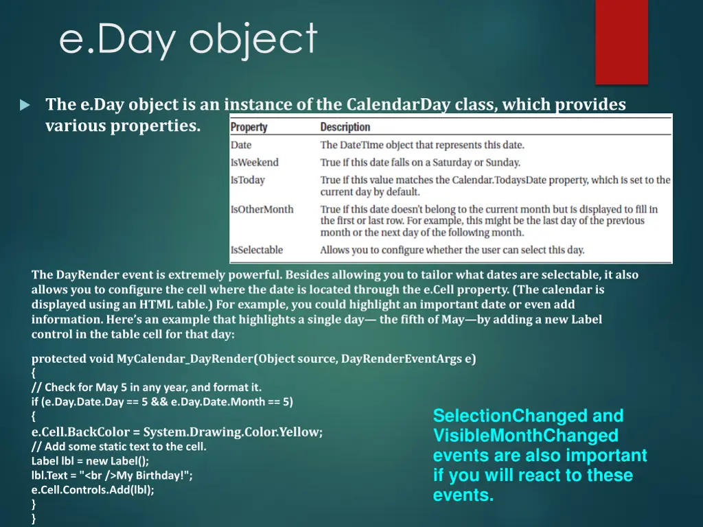 e day object