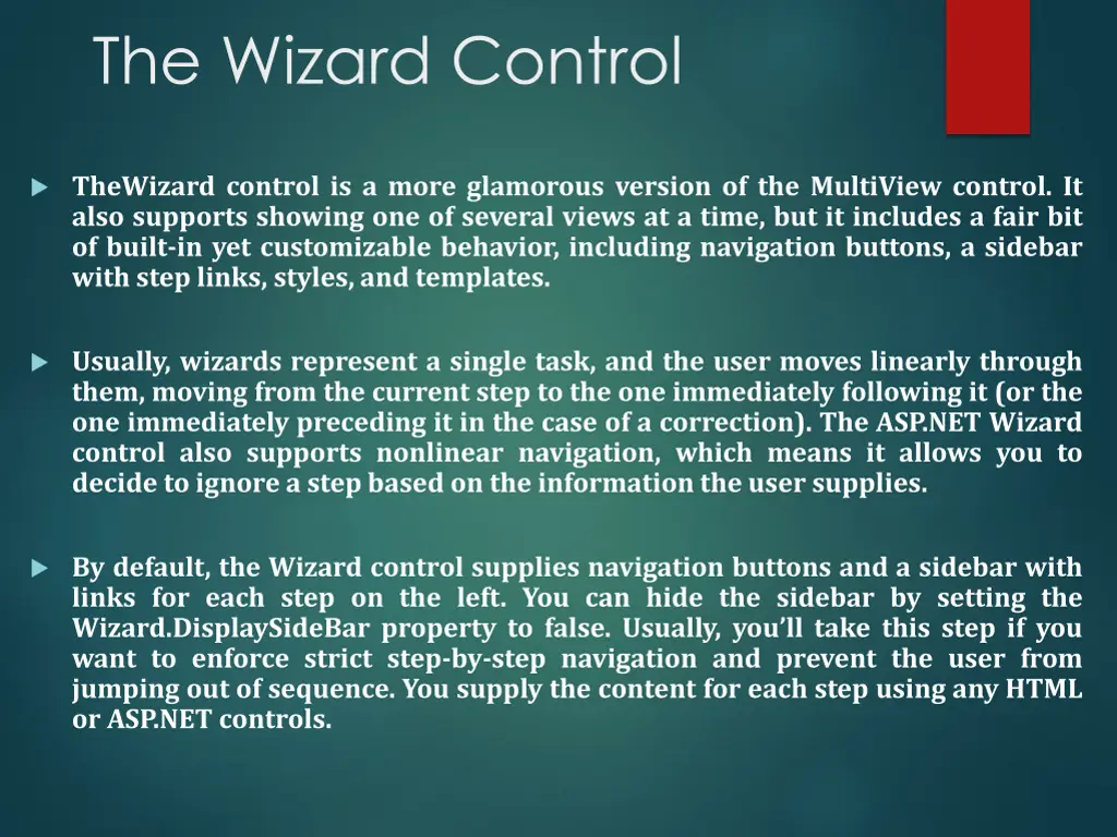 the wizard control