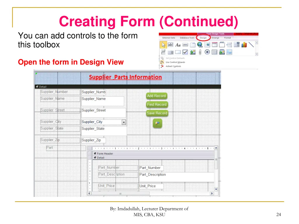 creating form continued you can add controls