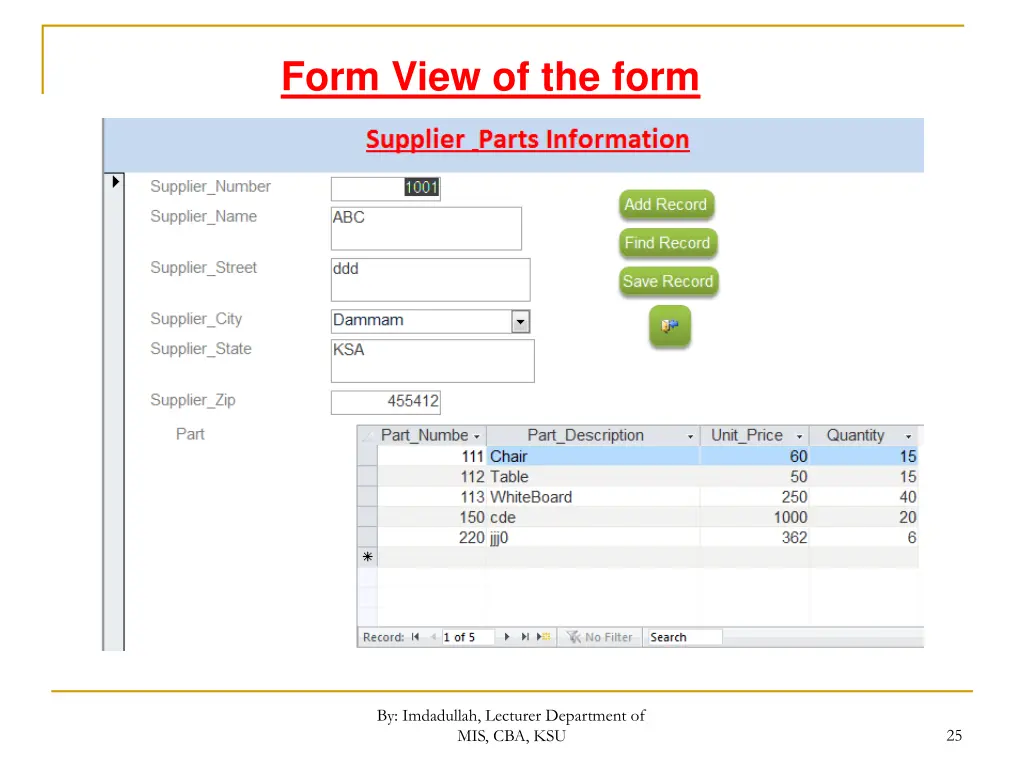 form view of the form