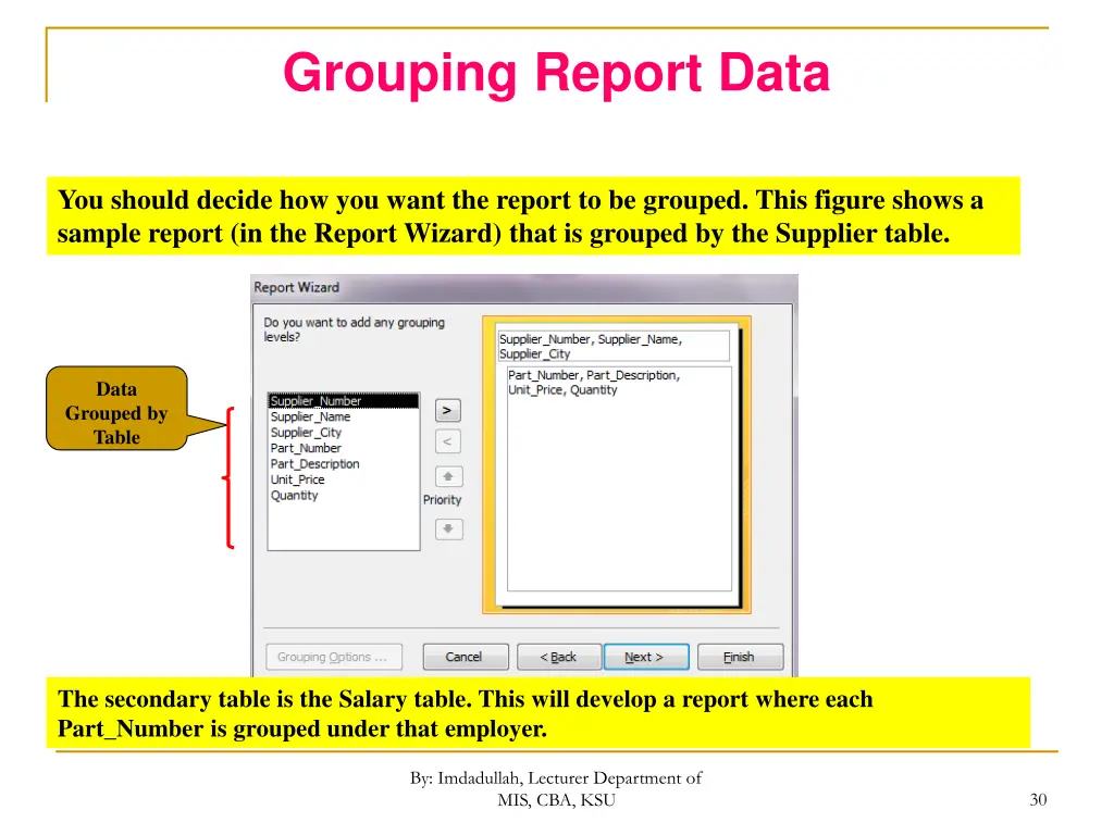 grouping report data