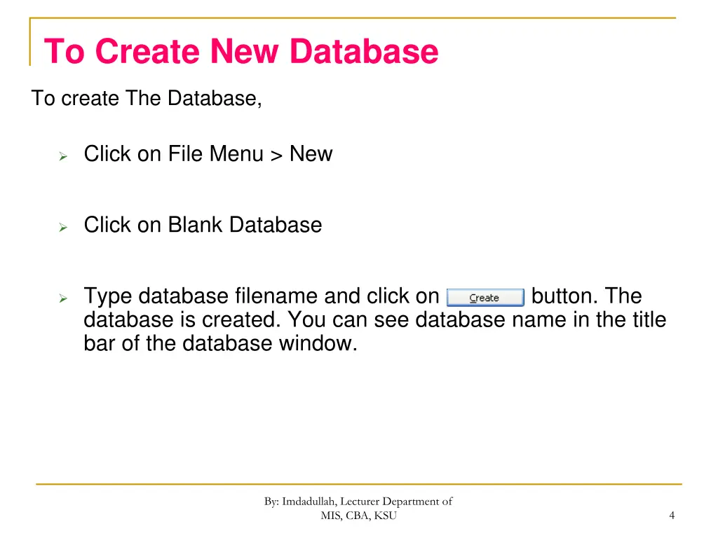 to create new database