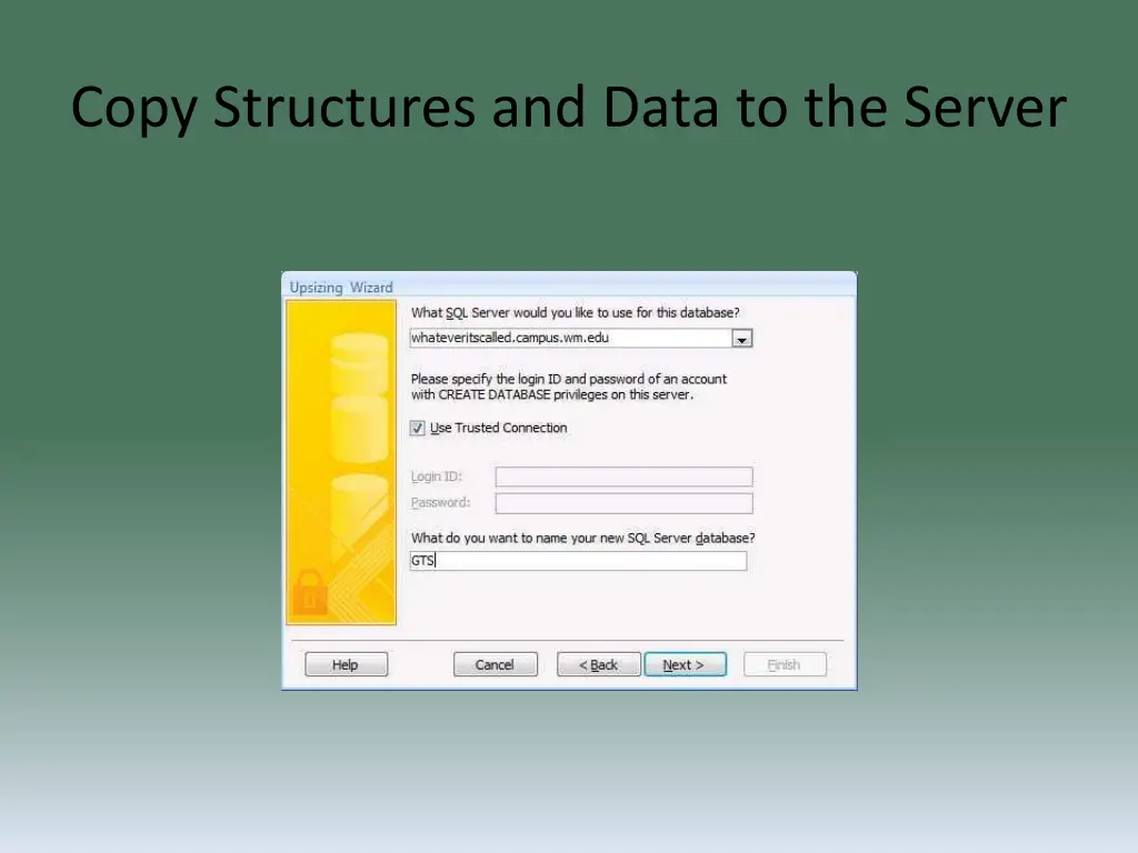 copy structures and data to the server 2