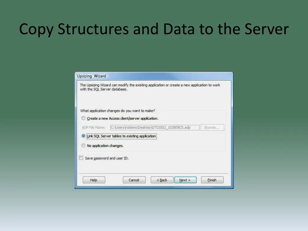 copy structures and data to the server 5