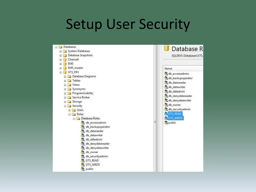 setup user security 1