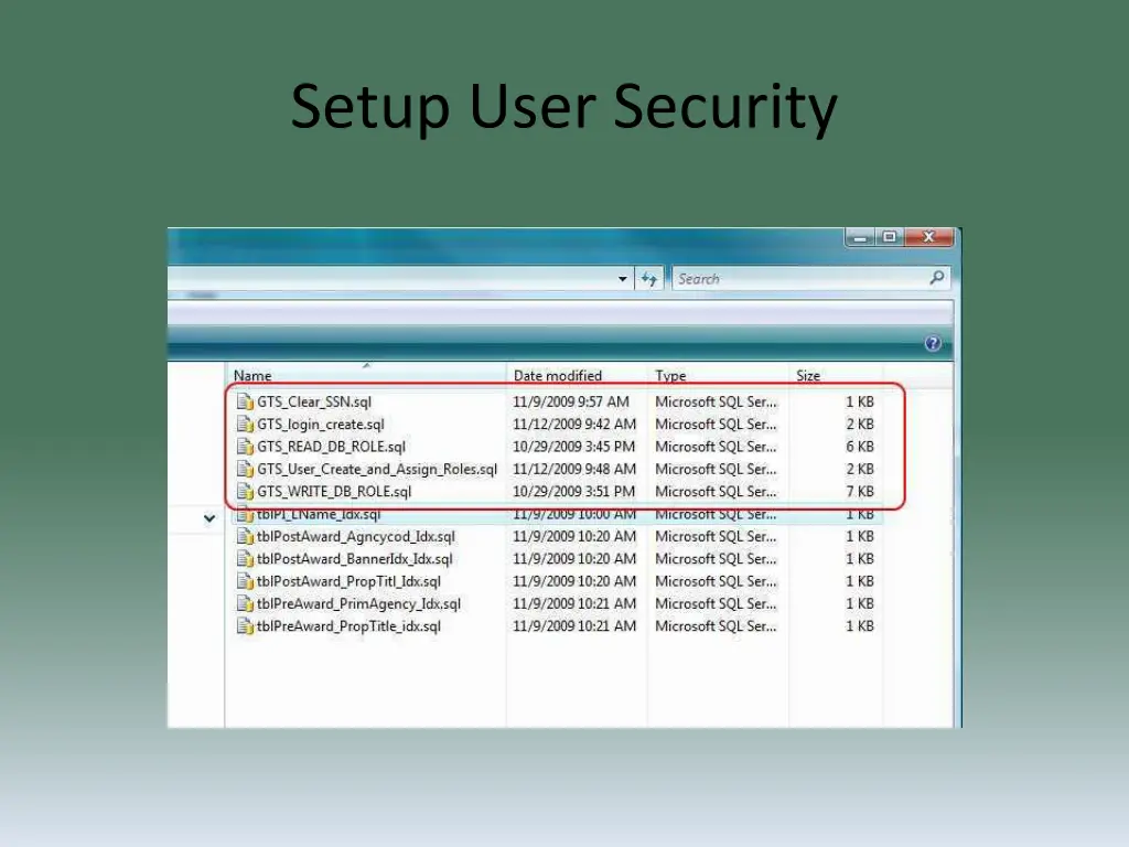 setup user security