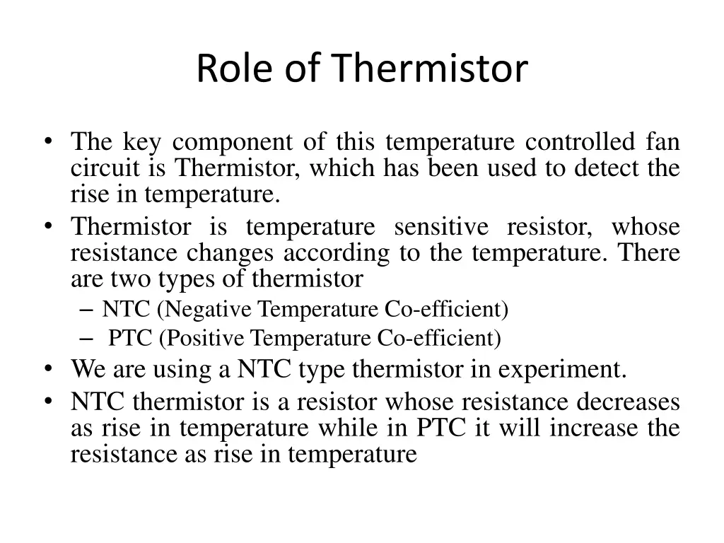 role of thermistor