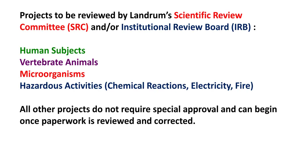 projects to be reviewed by landrum s scientific