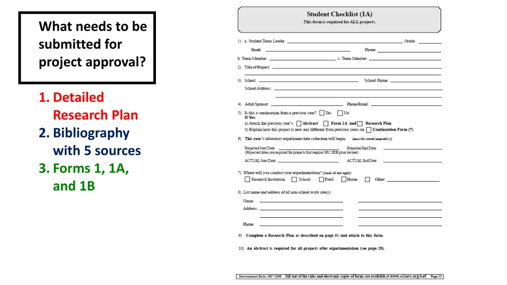 what needs to be submitted for project approval 1