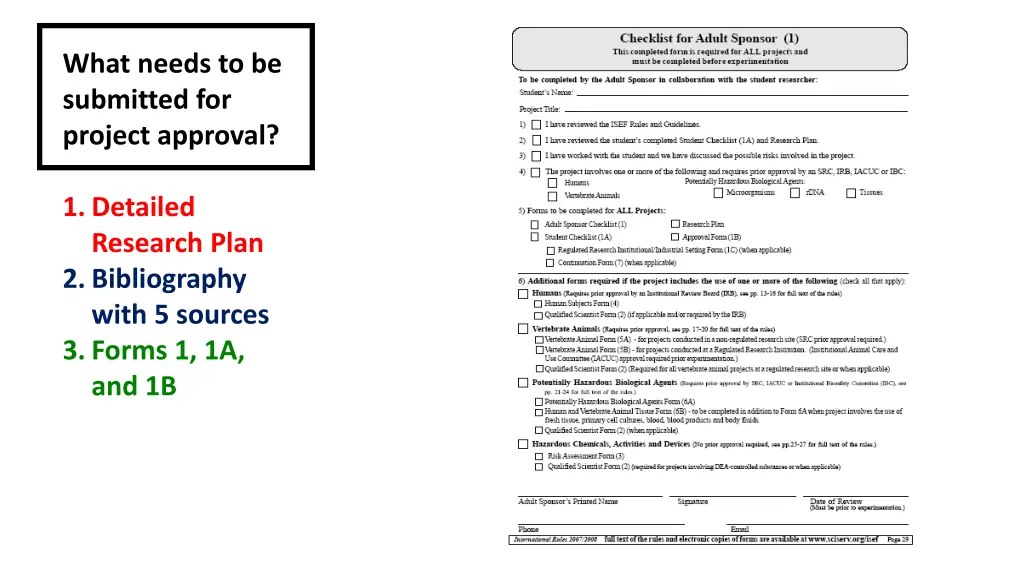 what needs to be submitted for project approval