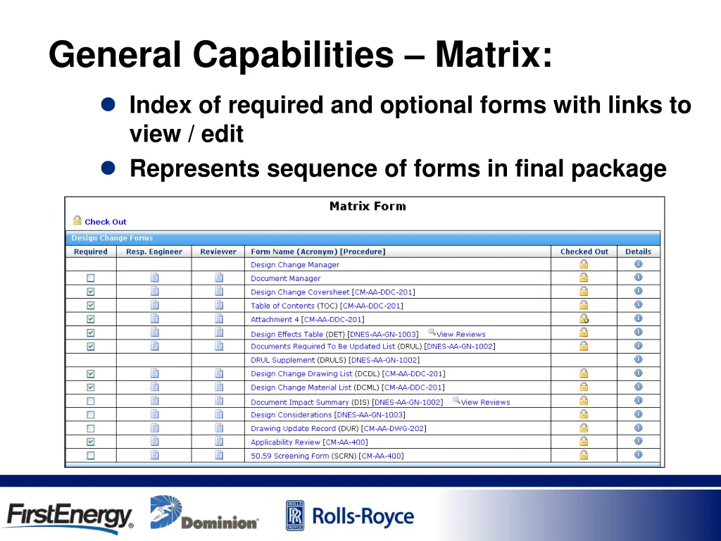 general capabilities matrix