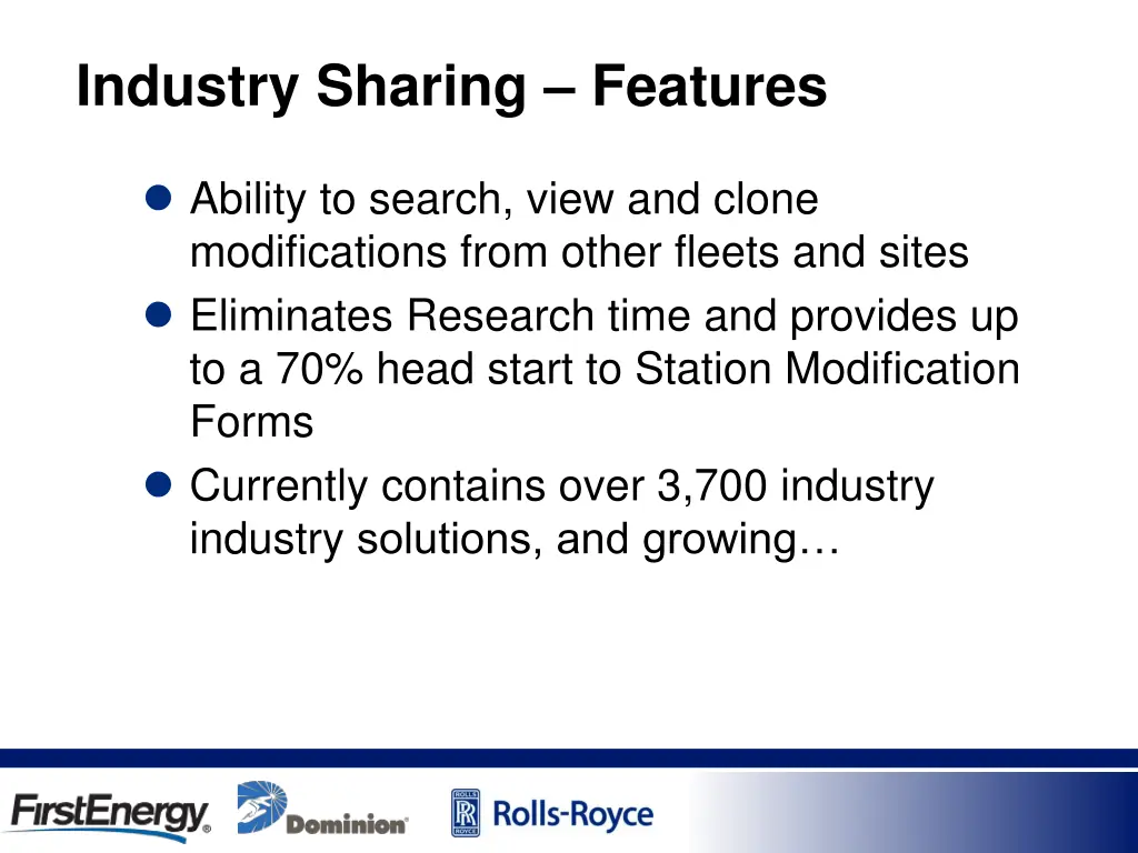 industry sharing features