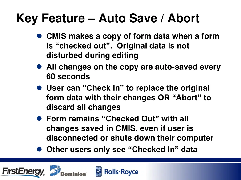 key feature auto save abort