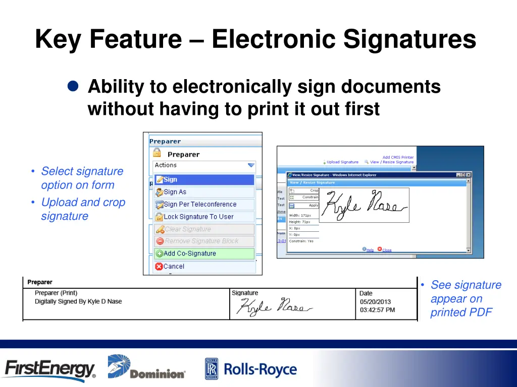 key feature electronic signatures