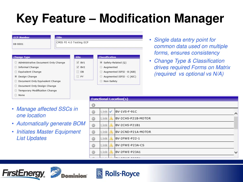 key feature modification manager