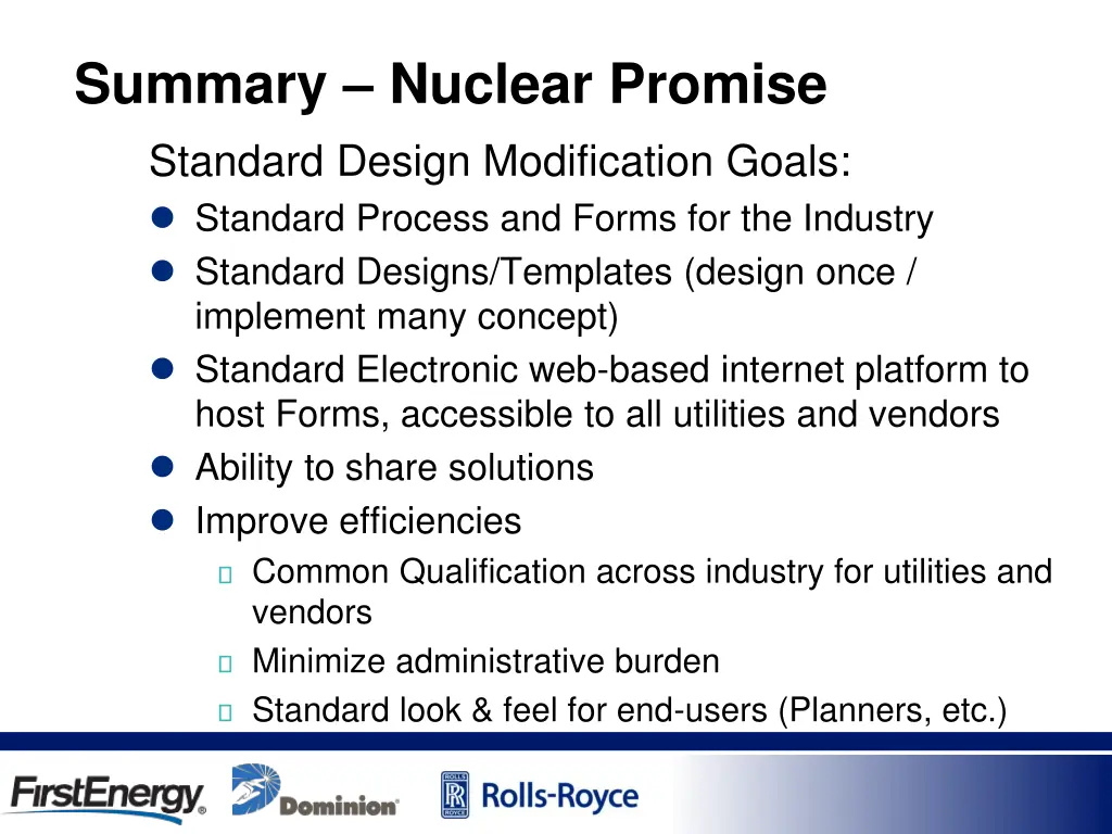 summary nuclear promise standard design