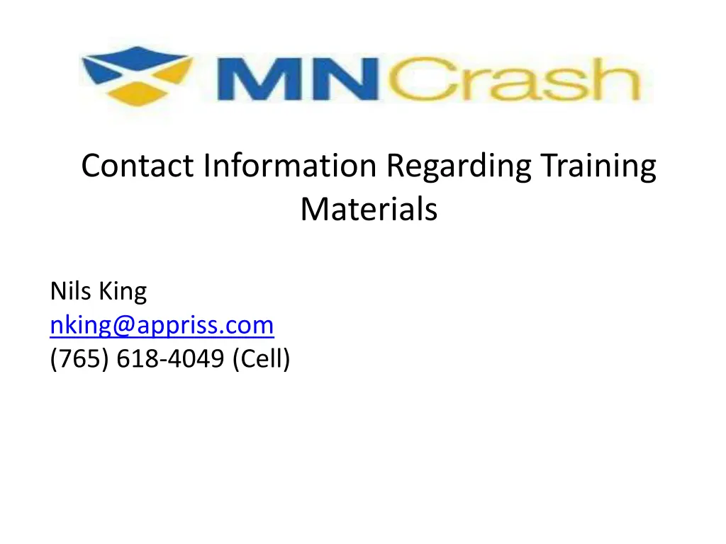 contact information regarding training materials