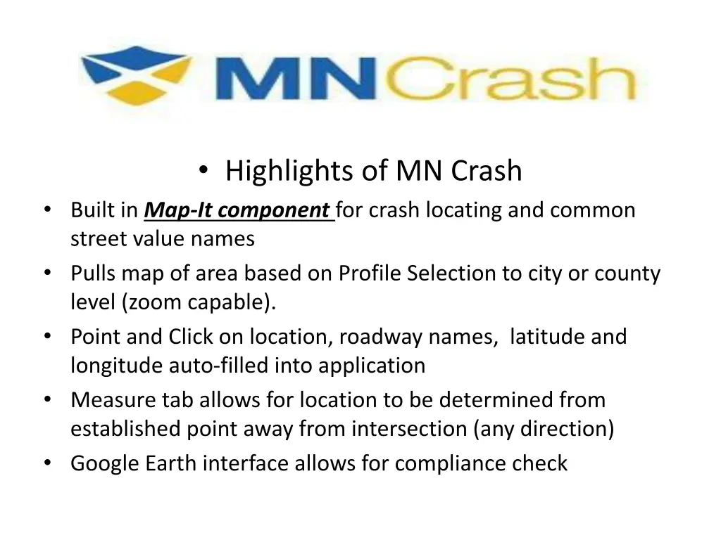 highlights of mn crash built in map it component