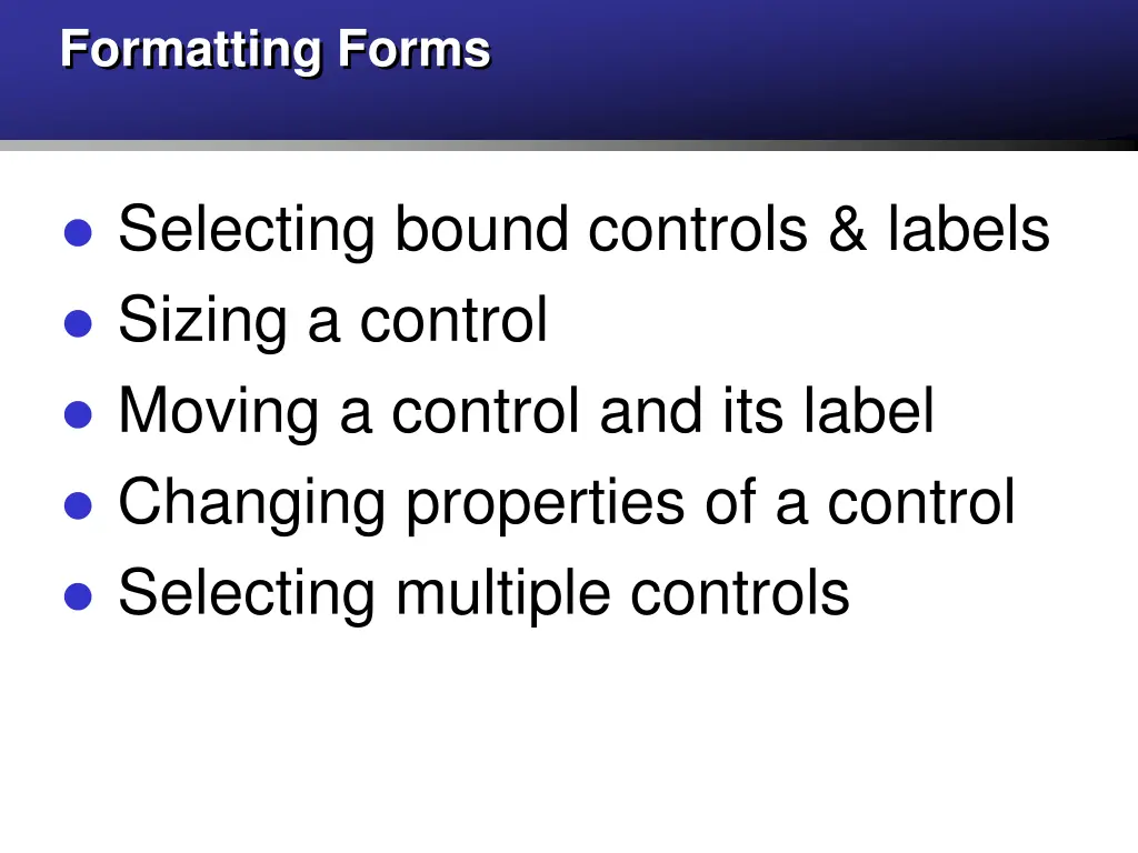 formatting forms