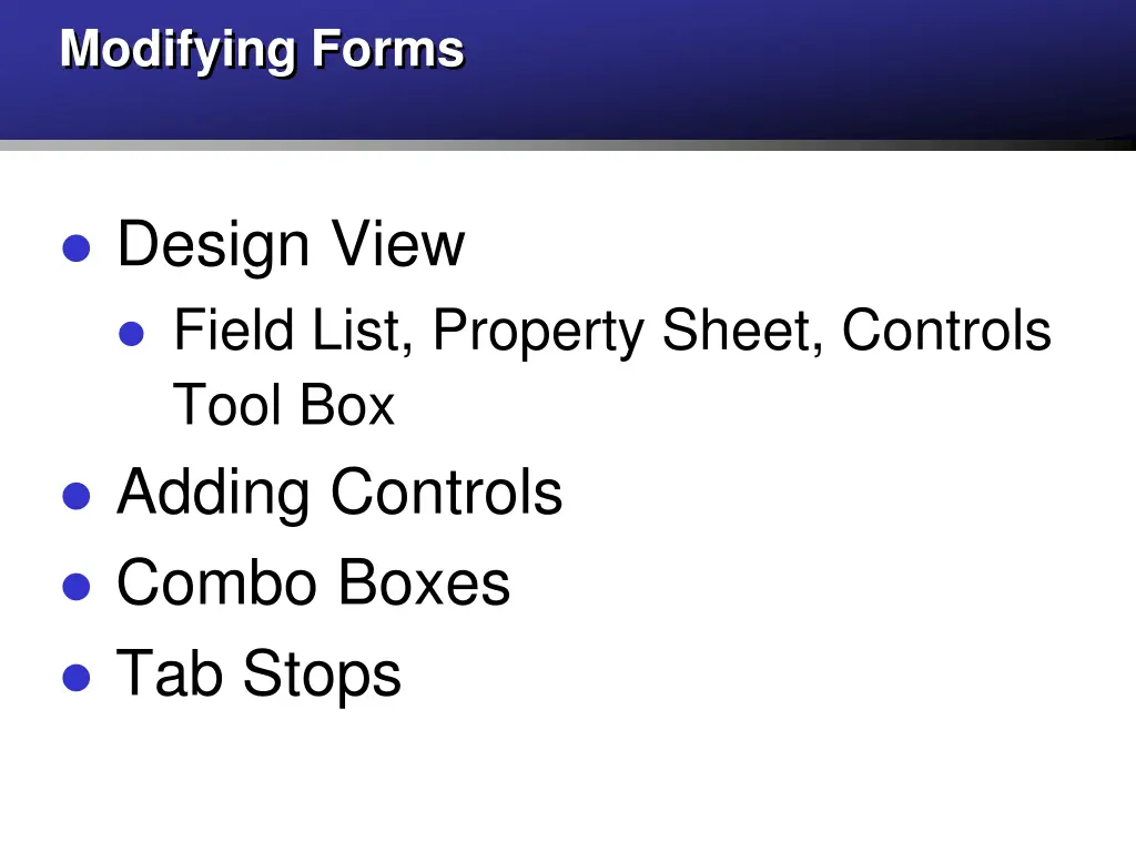 modifying forms