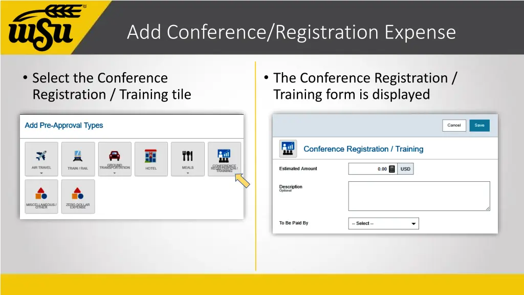 add conference registration expense