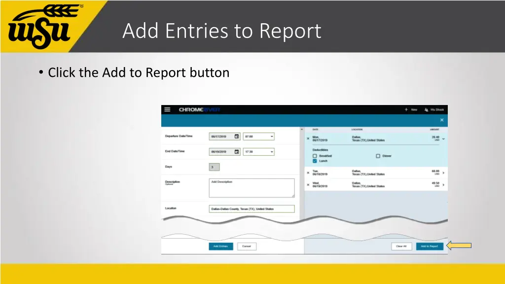 add entries to report