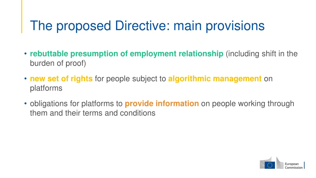 the proposed directive main provisions