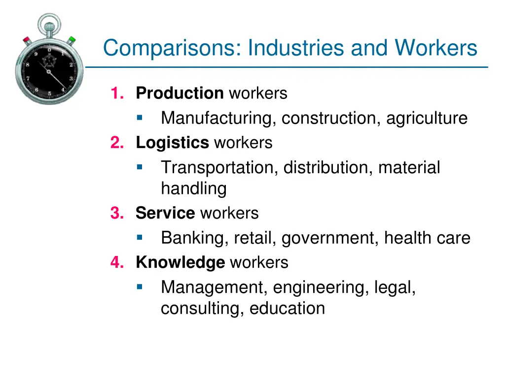 comparisons industries and workers