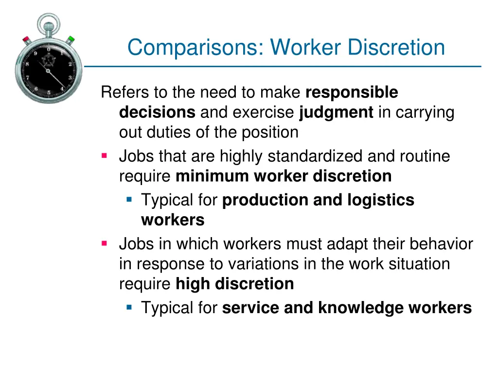 comparisons worker discretion