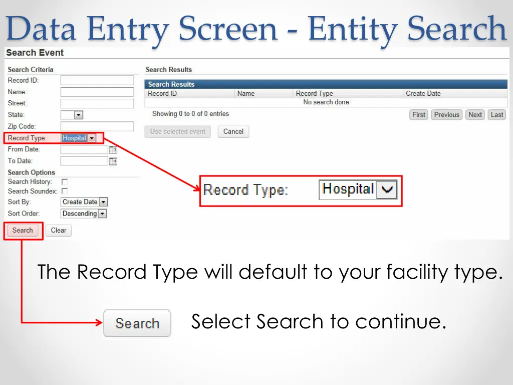 data entry screen entity search 1