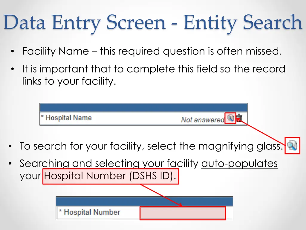 data entry screen entity search