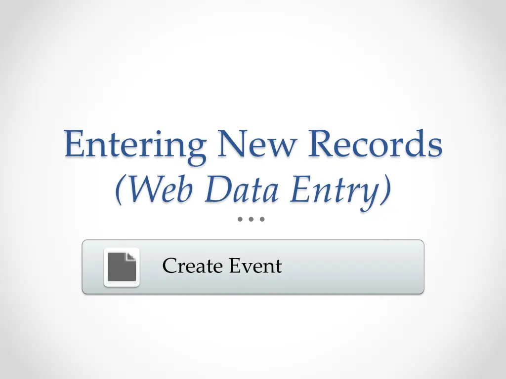 entering new records web data entry