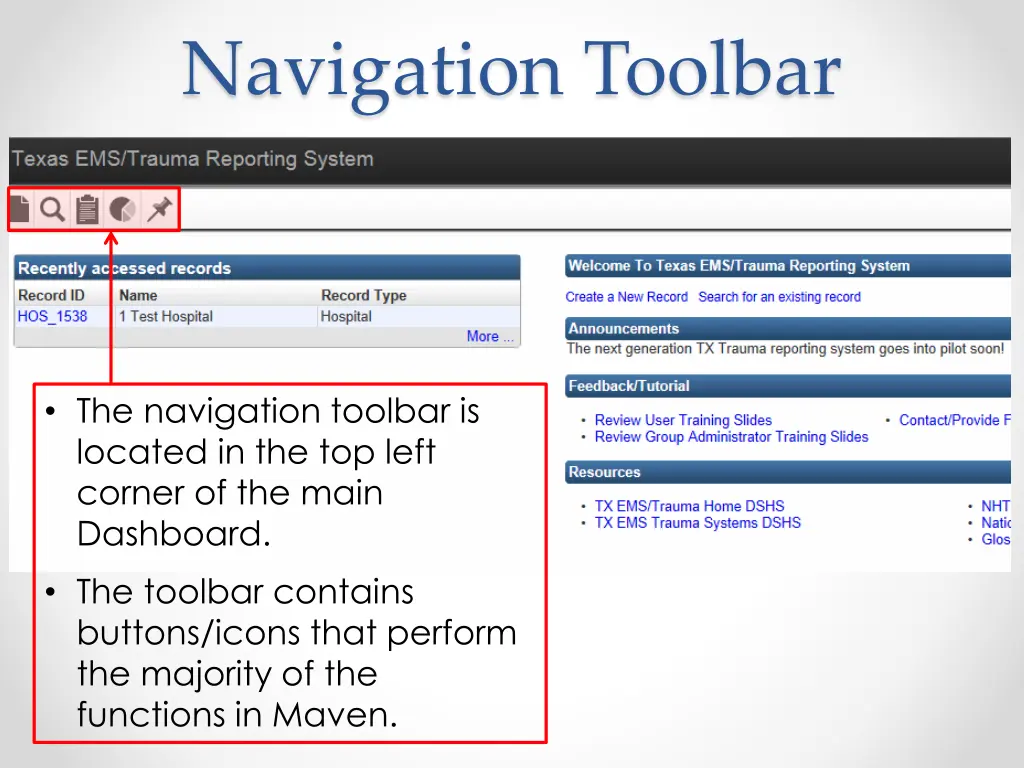 navigation toolbar